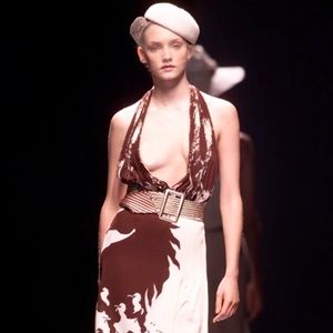 Chloe Stella McCartney SS01 Runway Silk Horse Print Halter Top